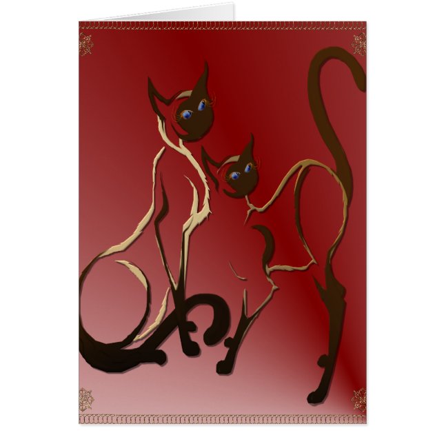 Carte siamoise de 2 minous (Devant)