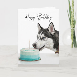 Carte Siberian Husky Birthday Cake Inspector
