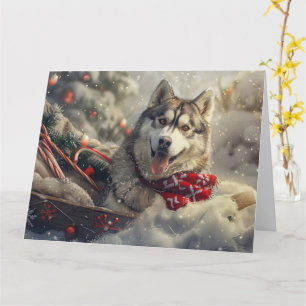 Carte Sibérie Husky Chien Festif de Noël