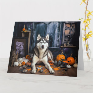 Carte Sibérie Husky Citrouille Halloween effrayant
