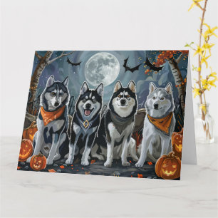 Carte Sibérie Husky Halloween Éffrayant