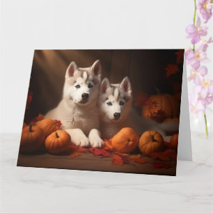 Carte Sibérie Husky Puppy Citrouille d'automne