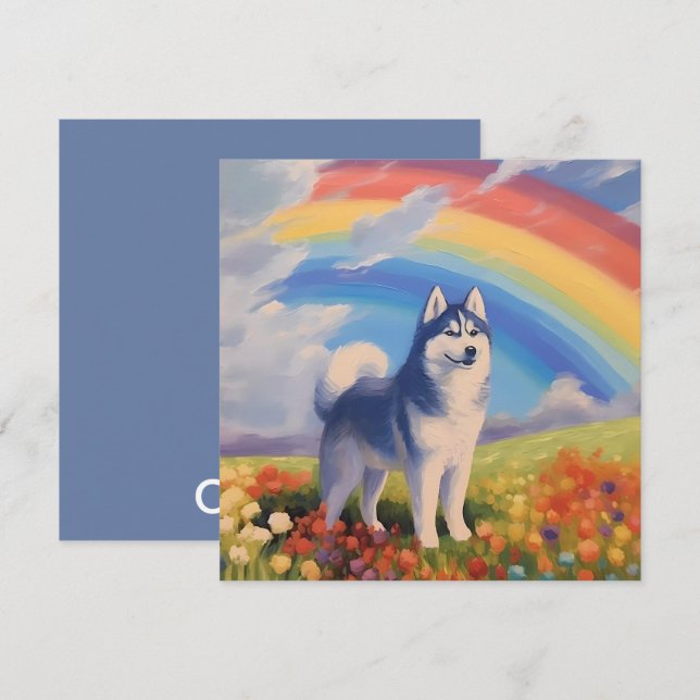 Carte Sibérie Husky Rainbow Memorial Nom personnalisé du (Devant / Derrière)