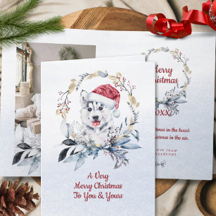 Carte Sibérie Husky Winter Family Photo Joyeux Noël
