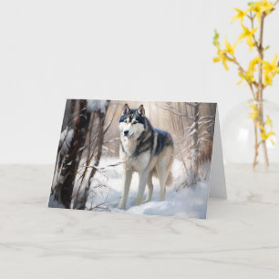Carte Sibérien Husky Laisser Neige Noël