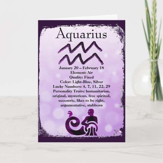 Carte Signe astrologique Verseau Horoscope Zodiaque (Devant)