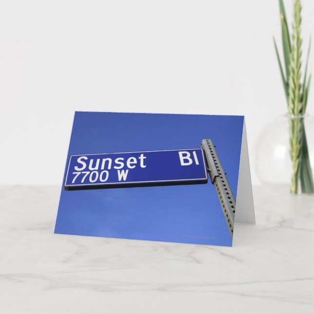 Carte Signe de boulevard de coucher du soleil contre un (Devant)