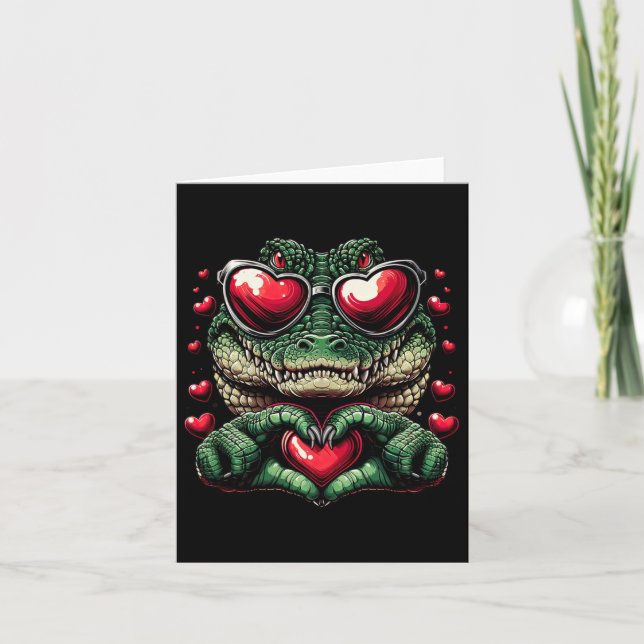 Carte Signe de coeur Main Crocodile Hommes Femmes Crocod (Devant)