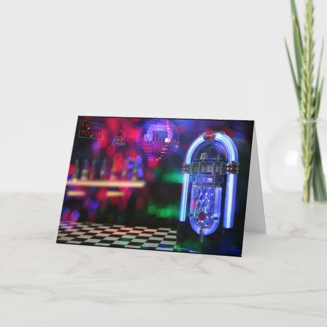 Carte Signe de crème glacée et juke-box de cru (Devant)