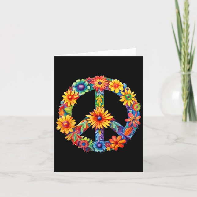 Carte Signe de Paix Amour 60s 70s Groovy Costume Hippie  (Devant)