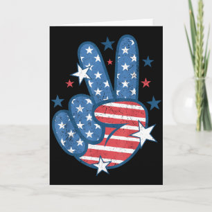 Carte Signe De Paix Main Drapeau Usa 4 Juillet Patriotiq