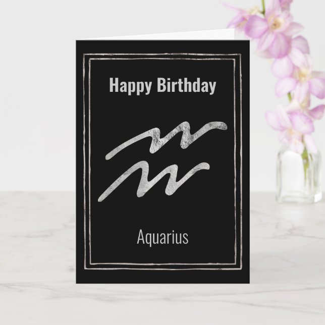 Carte signe d'étoile d'Aquarius Happy Birthday argent zo (Orchidée)