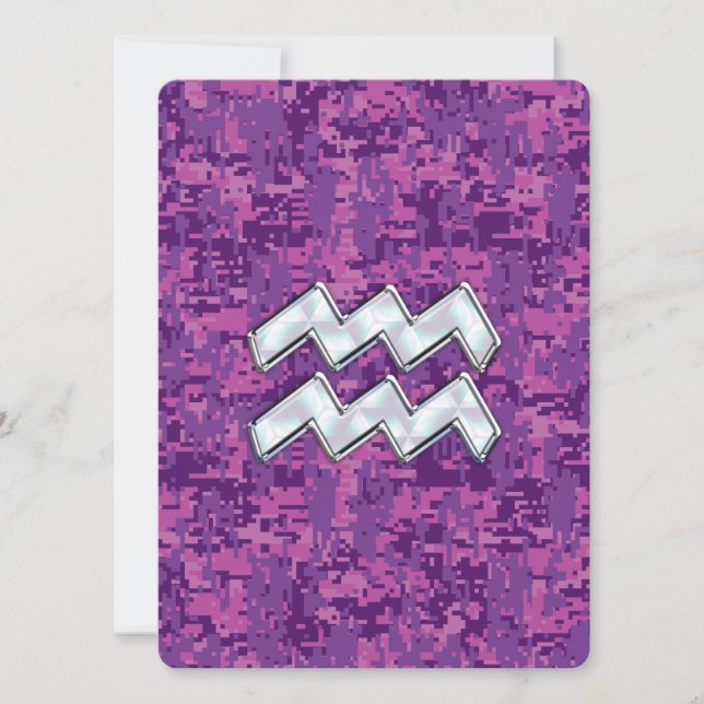 Carte Signe du zodiaque Verseau sur camouflage numérique (Devant)
