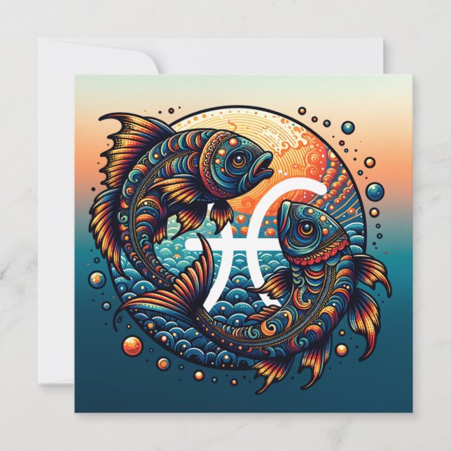 Carte SIGNE Horoscope Astrologique Poissons Zodiac (Devant)