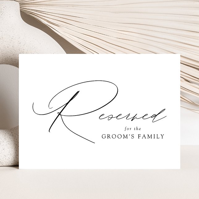 Carte Signe Réservé Mariage de script noir moderne éléga (Créateur téléchargé)