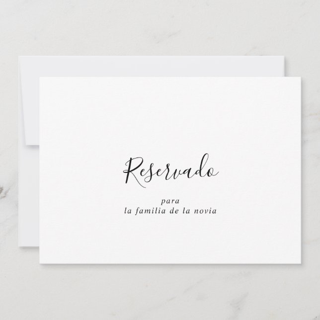 Carte SIGNE RÉSERVÉ Mariage espagnol simple (Devant)