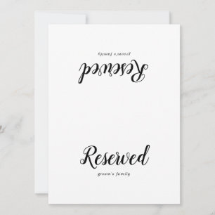 Carte SIGNE RÉSERVÉ Mariage minimaliste simple