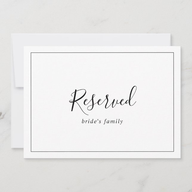 Carte SIGNE RÉSERVÉ Minimaliste (Devant)