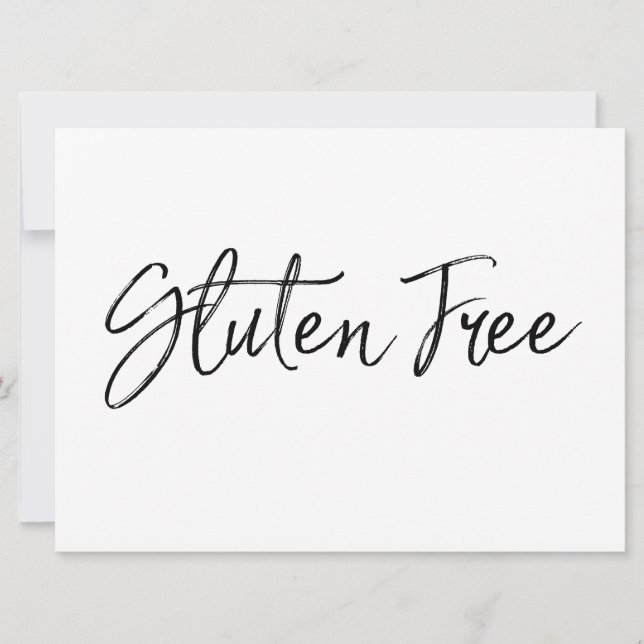 Carte Signe "Sans gluten" | Style Lettré à la main (Devant)