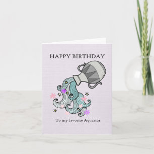 Carte SIGNE Zodiaque Astrologique Cute Aquarius Annivers
