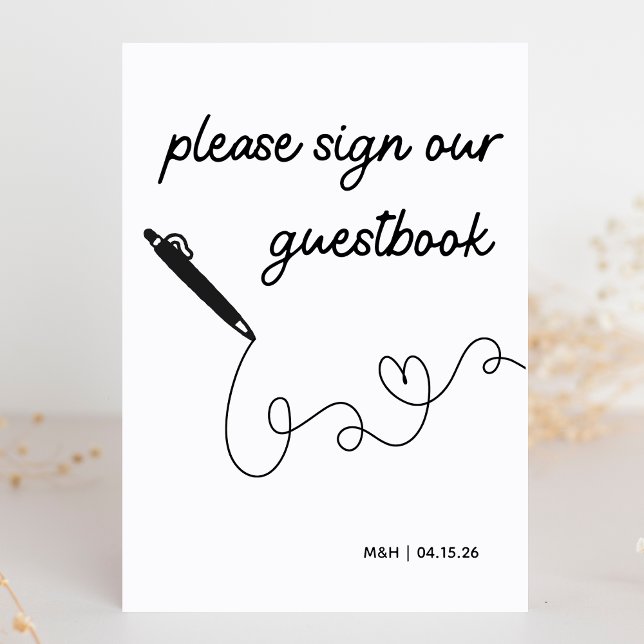 Carte Signer notre livre d'or Moderne minimaliste Mariag (Guide guests to your guestbook with elegance—perfect for weddings, engagements, and more.)