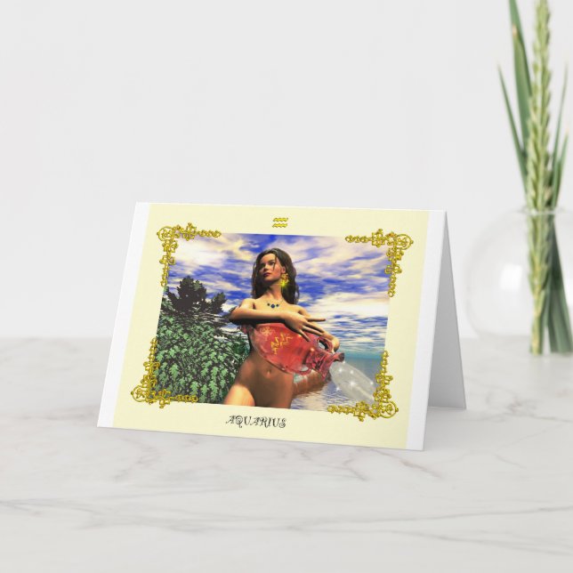 CARTE SIGNES D'ANNIVERSAIRE ZODIAC / AQUARIUS (Devant)