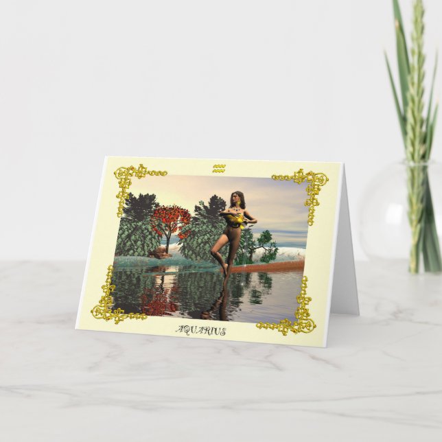 CARTE SIGNES D'ANNIVERSAIRE ZODIAC / AQUARIUS (Devant)
