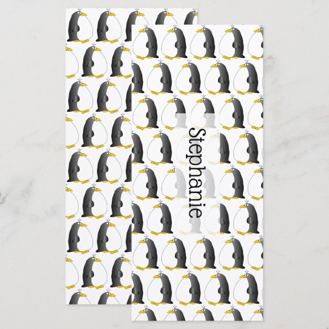 Carte Signet de conception de pingouin (Devant / Derrière)