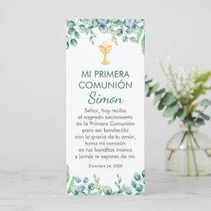 Carte Signet de la première communion Feuille verte en e