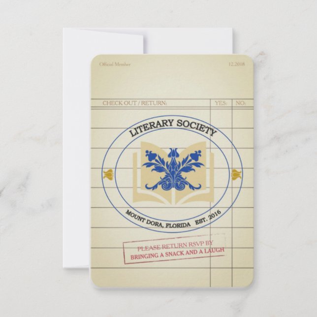 Carte Signet de la Société littéraire (Devant)