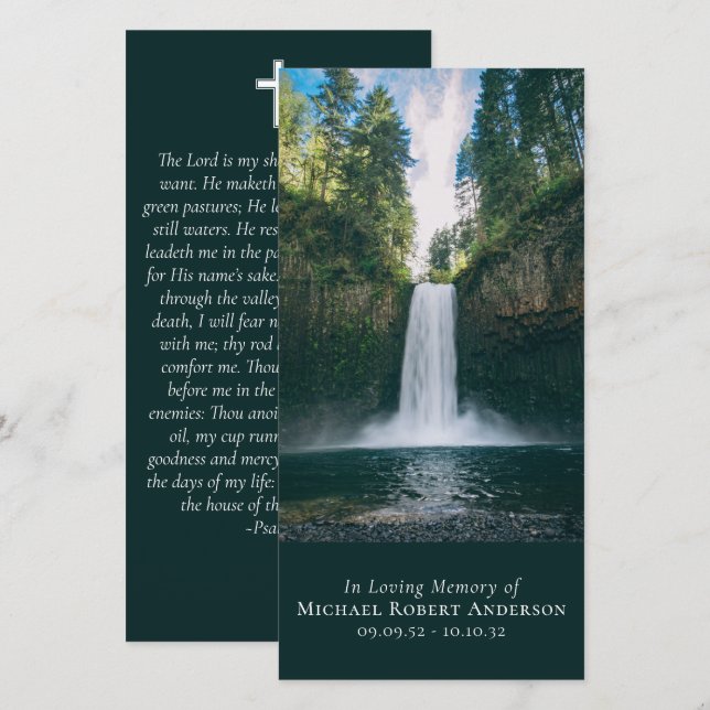 Carte Signet du mémorial de prière photo de cascade (Devant / Derrière)