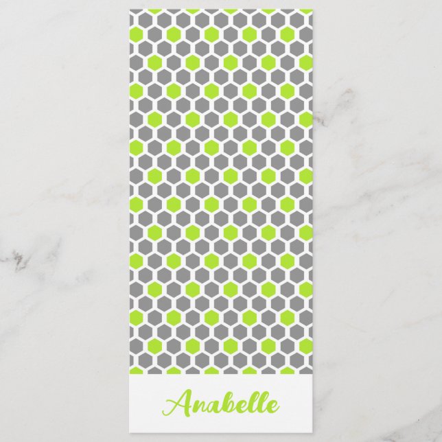 Carte Signet Hexagon géométrique vert personnalisé (Devant)