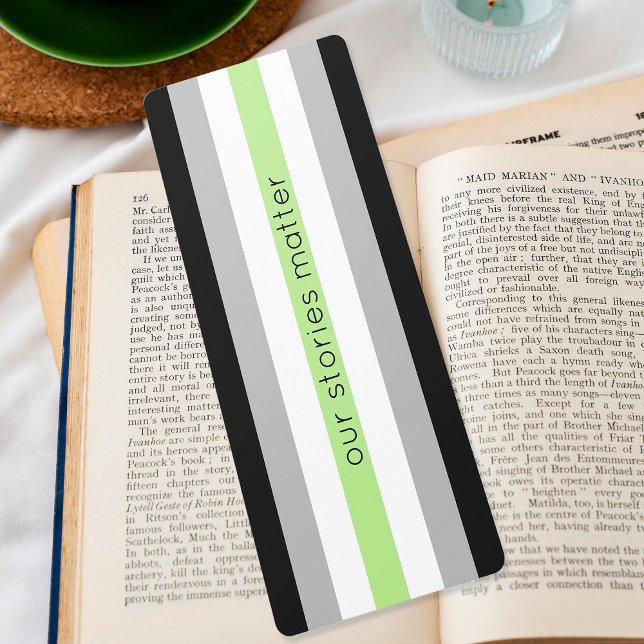 CARTE SIGNET LGBT (Agender flag bookmark that says 'our stories matter')