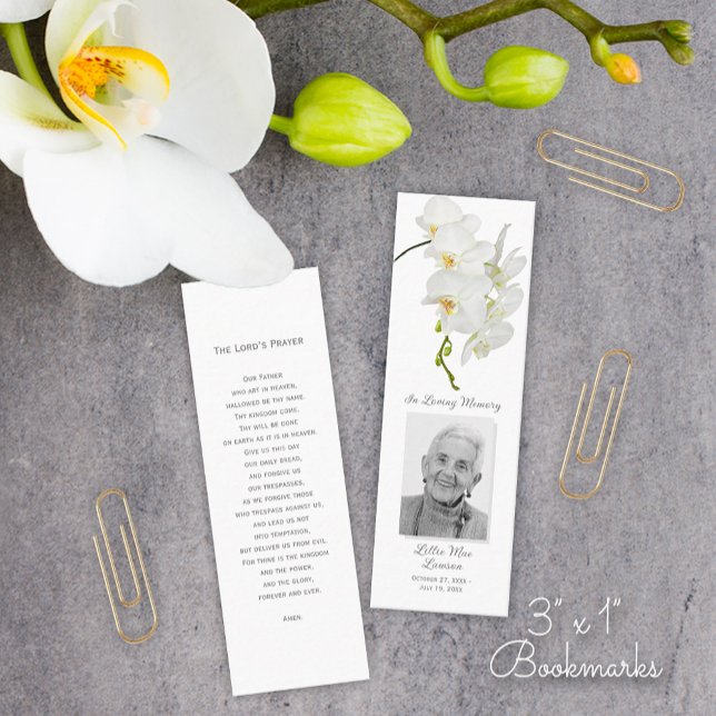 Carte Signet photo simple de prière commémorative  (Simple 3" x 1" MINI funeral memorial prayer photo Bookmarks)