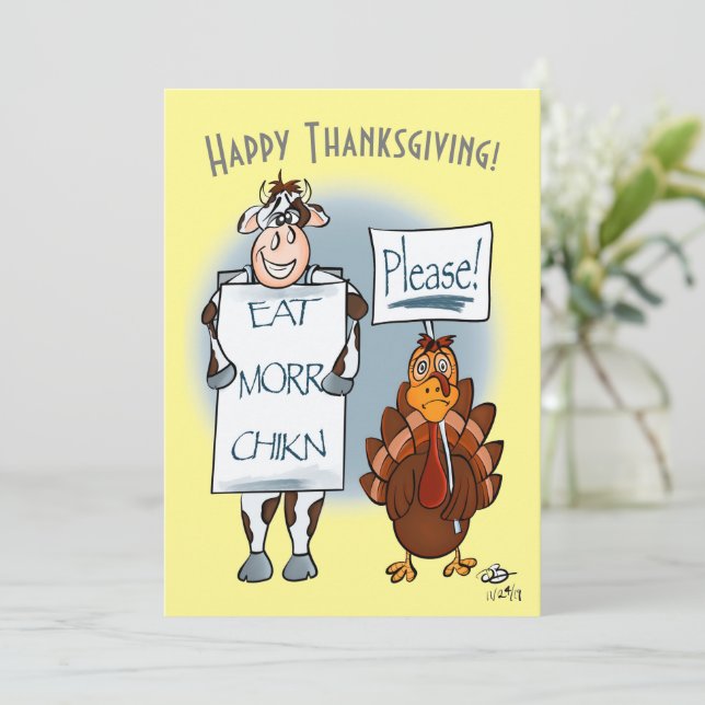 Carte S'il vous plaît Thanksgiving Day Flat Card (Debout devant)