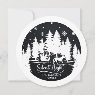 Carte Silencieux nuit pins silhouettes flocons de neige