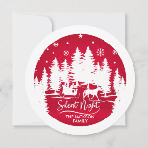 Carte Silencieux nuit pins silhouettes flocons de neige