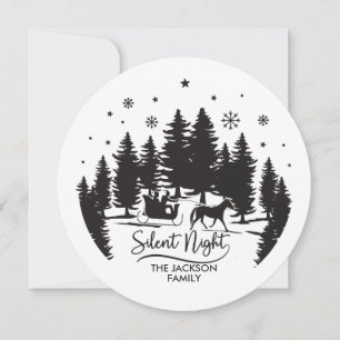 Carte Silencieux nuit pins silhouettes flocons de neige