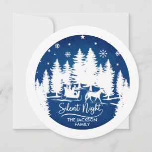 Carte Silencieux nuit pins silhouettes flocons de neige