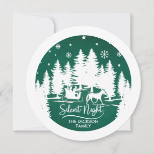 Carte Silencieux nuit pins silhouettes flocons de neige