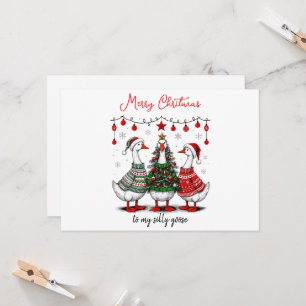 Carte Silencieux Oie Joyeux Noël   Vacances amusantes