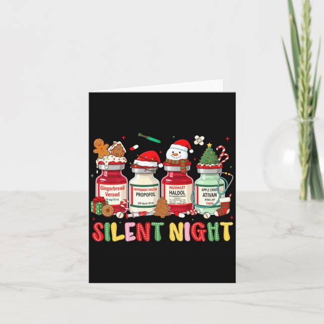 Carte Silent Night Funny Nurse Christmas Design Long Sle (Devant)