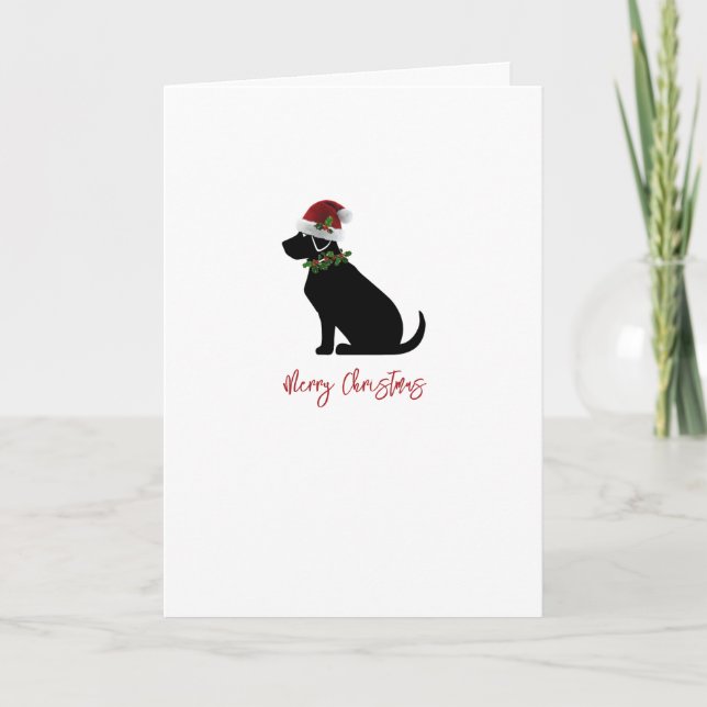Carte Silhouette amusant moderne de Black Lab Joyeux Noë (Devant)