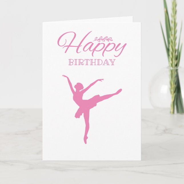 Carte Silhouette Ballerina Rose - Anniversaire (Devant)