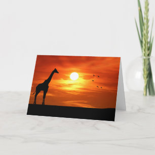 Carte Silhouette de girafe au coucher du soleil
