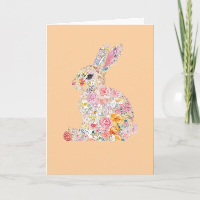 Carte Silhouette de lapin floral (Devant)
