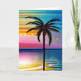 Carte Silhouette de palmier et coucher du soleil | Anniv