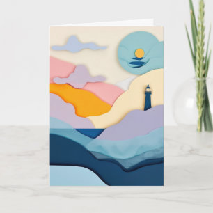 Carte Silhouette de phare au coucher du soleil