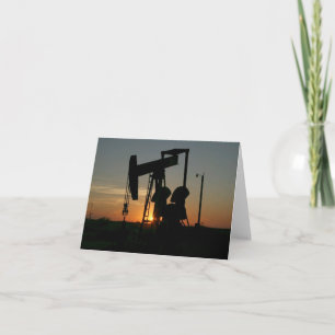 Carte Silhouette de Pumpjack au Texas au coucher du sole