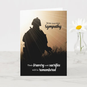 Carte Silhouette de sympathie militaire au coucher du so